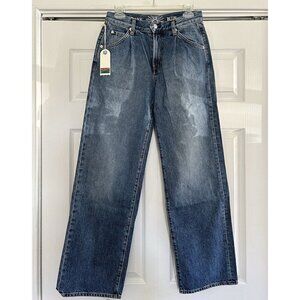 DAILY BLUE by ADRIANO GOLDSCHMIED LOVE Wide Leg Pleated Jean in Storm Blue Sz 26